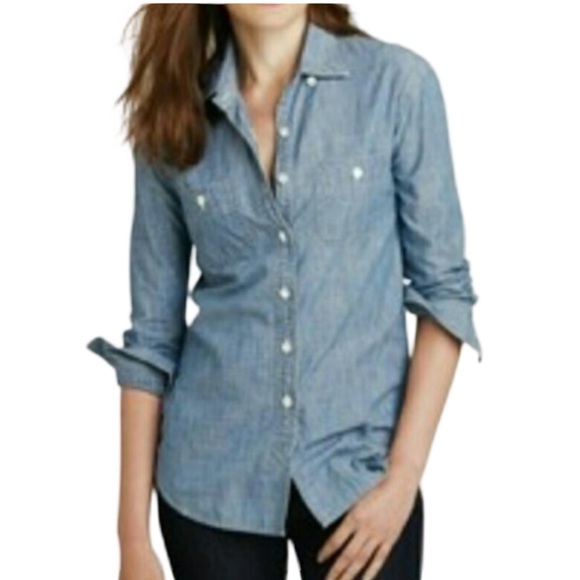 J. Crew Perfect Fit Classic Chambray Shirt - Picture 2 of 5